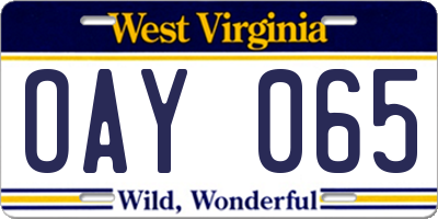 WV license plate OAY065
