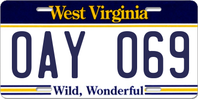 WV license plate OAY069