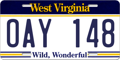 WV license plate OAY148