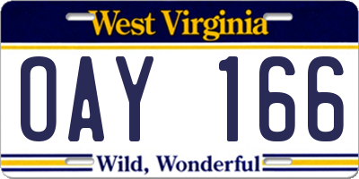 WV license plate OAY166