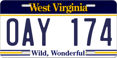 WV license plate OAY174