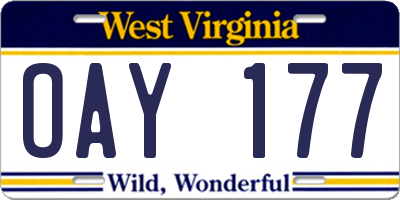 WV license plate OAY177