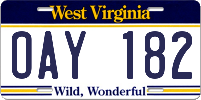 WV license plate OAY182
