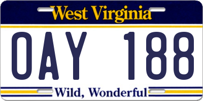 WV license plate OAY188