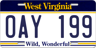 WV license plate OAY199