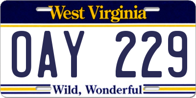 WV license plate OAY229