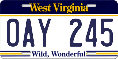 WV license plate OAY245