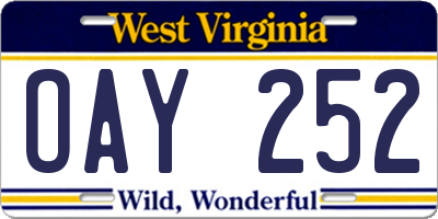 WV license plate OAY252