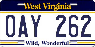 WV license plate OAY262