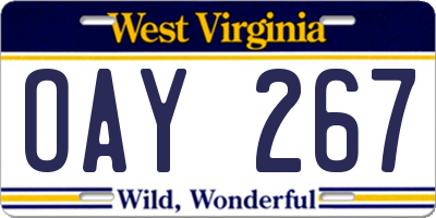 WV license plate OAY267