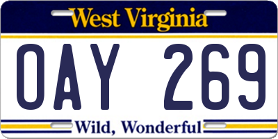 WV license plate OAY269