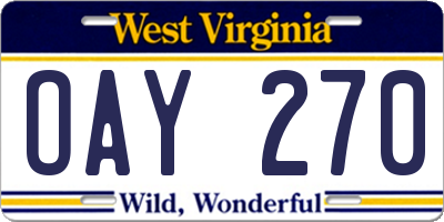 WV license plate OAY270
