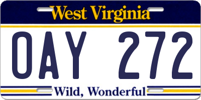 WV license plate OAY272