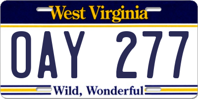 WV license plate OAY277