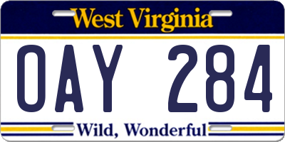 WV license plate OAY284
