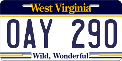 WV license plate OAY290