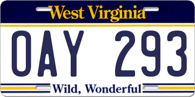 WV license plate OAY293