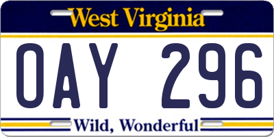 WV license plate OAY296
