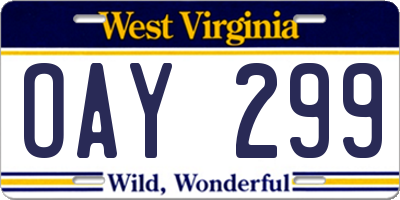 WV license plate OAY299