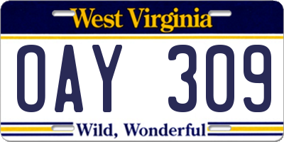 WV license plate OAY309