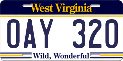 WV license plate OAY320