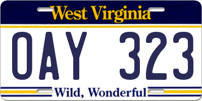 WV license plate OAY323