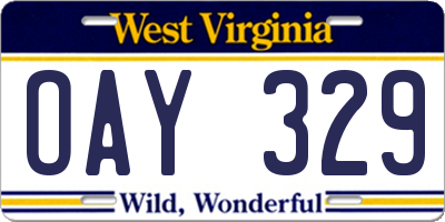 WV license plate OAY329