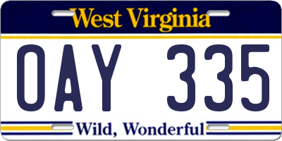 WV license plate OAY335