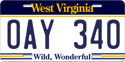 WV license plate OAY340