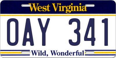 WV license plate OAY341