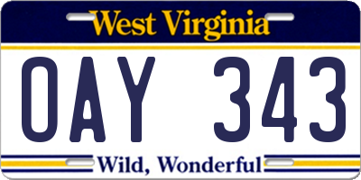 WV license plate OAY343