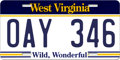 WV license plate OAY346