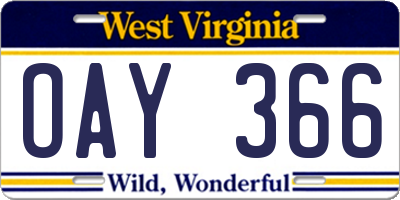 WV license plate OAY366