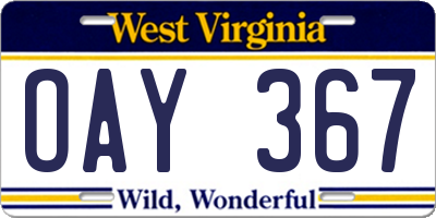 WV license plate OAY367
