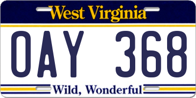 WV license plate OAY368