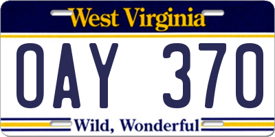 WV license plate OAY370