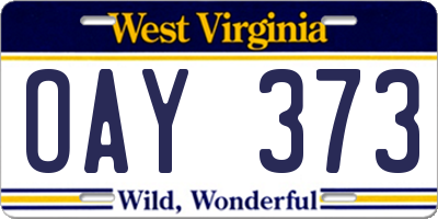 WV license plate OAY373