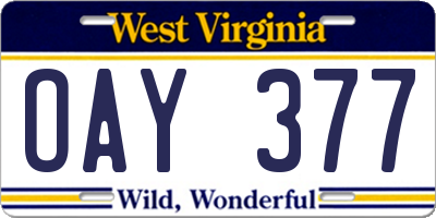 WV license plate OAY377