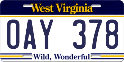 WV license plate OAY378