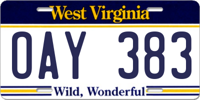 WV license plate OAY383