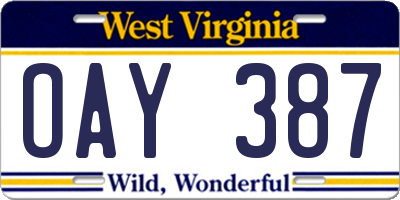 WV license plate OAY387