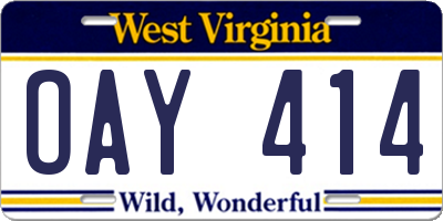 WV license plate OAY414