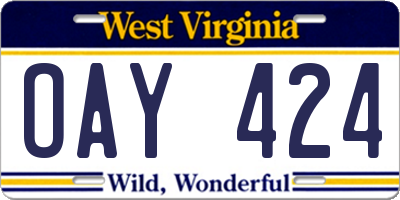 WV license plate OAY424