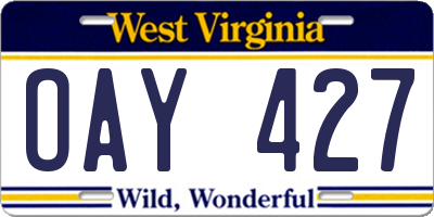 WV license plate OAY427