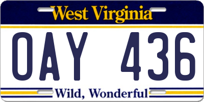 WV license plate OAY436