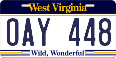 WV license plate OAY448