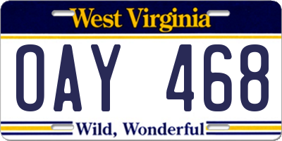 WV license plate OAY468