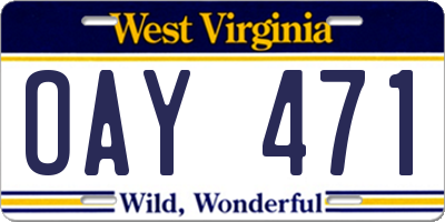 WV license plate OAY471