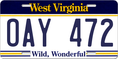 WV license plate OAY472