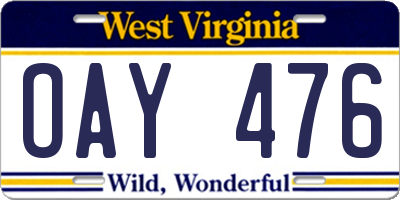 WV license plate OAY476